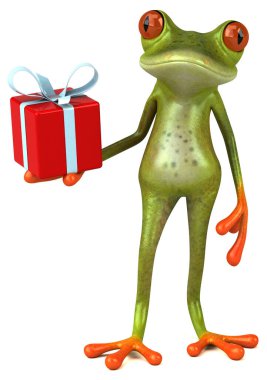 Hediyeli eğlenceli kurbağa - 3D İllüstrasyon