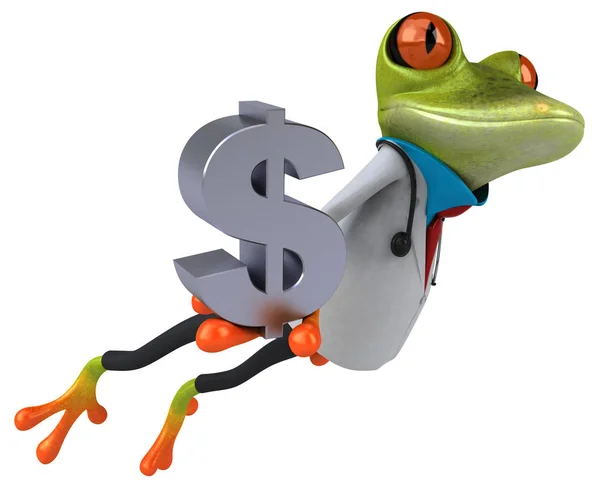 Grodläkare Med Dollar Illustration — Stockfoto