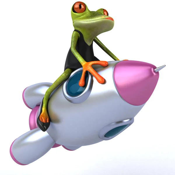 有趣的青蛙在火箭 — 图库照片