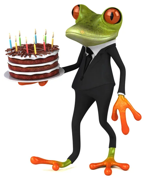 Fun Frog Birthday Cake Illustration — Stock Photo, Image