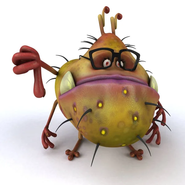 Fun Germ Cartoon Character — Stock Photo, Image