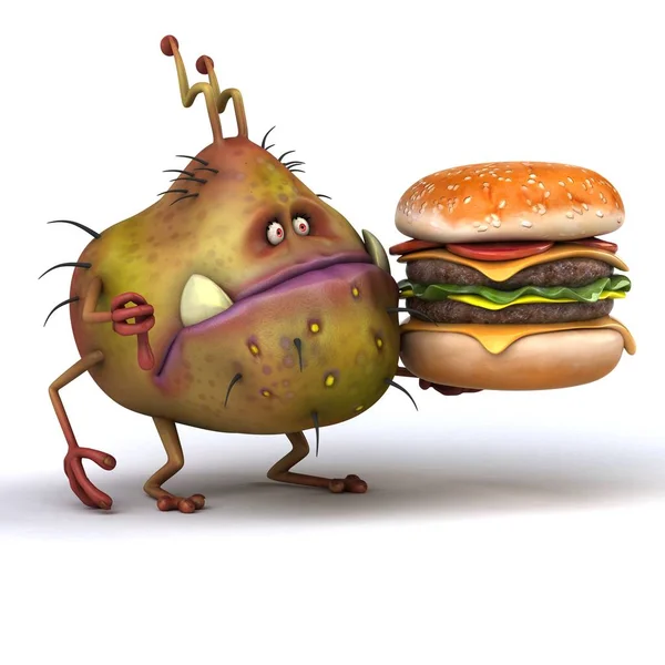 Leuke Kiem Met Hamburger — Stockfoto