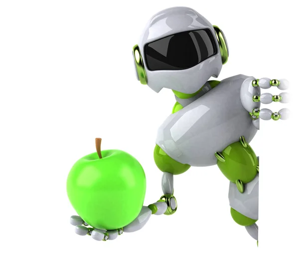 Robot Vert Avec Pomme Illustration — Photo