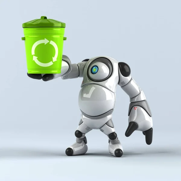 Çöp Kutusu Olan Büyük Robot Görüntü — Stok fotoğraf