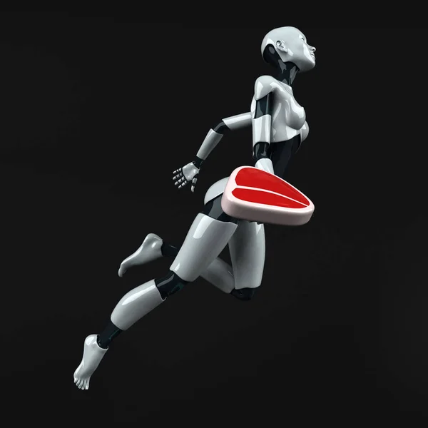 ロボットと肉 3Dイラスト — ストック写真