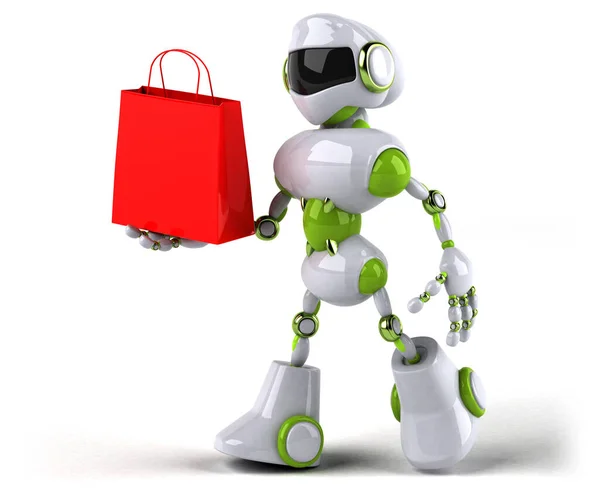 Robot Verde Con Bolsa Ilustración —  Fotos de Stock