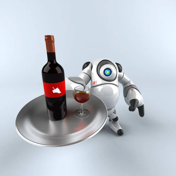 Robô Grande Com Vinho Ilustração — Fotografia de Stock