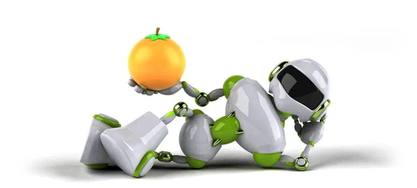 Zöld Robot Narancs Illusztráció — Stock Fotó