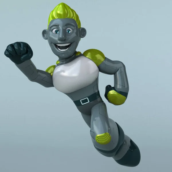 Fun Green Robot Character Illustration — Stock Photo, Image