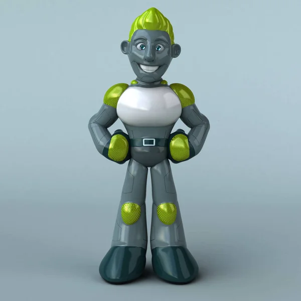 Zabawny Zielony Robot Ilustracja — Zdjęcie stockowe