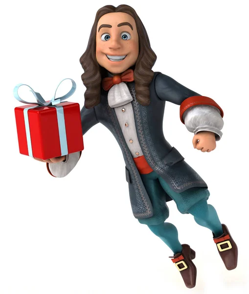 Illustration Cartoon Man Historical Baroque Costume Gift — Stock Photo, Image