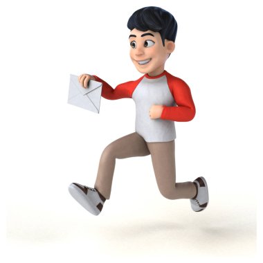 Zarflı manga tarzı eğlenceli bir Asyalı genç. 