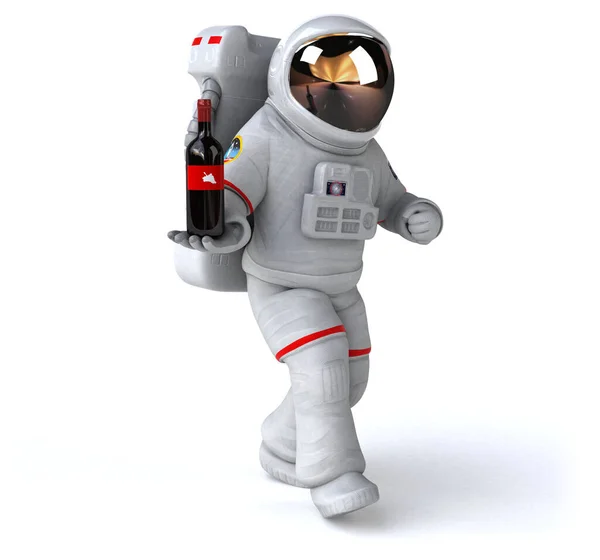 Astronauta Divertido Com Vinho Ilustração — Fotografia de Stock