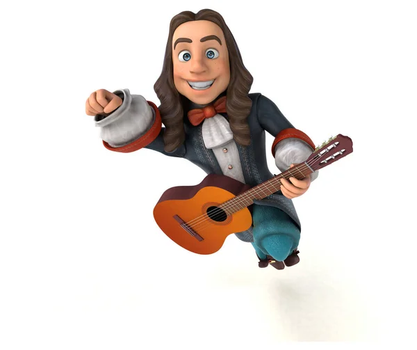 Illustration Eines Cartoon Mannes Historischem Barockkostüm Mit Gitarre — Stockfoto
