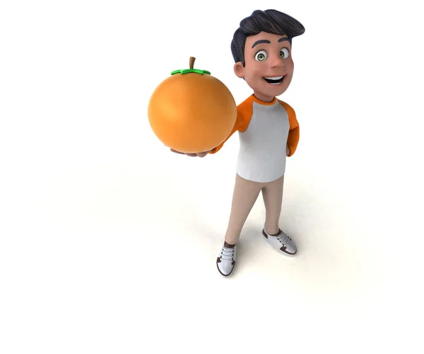 Fun Cartoon Asian Teenager Orange — Stock Photo, Image