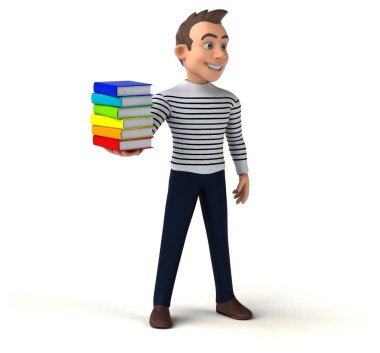 Kitaplı eğlenceli 3D karikatür sıradan karakter 