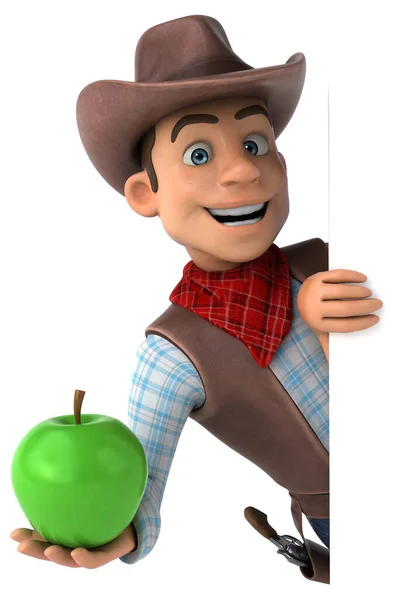 Vaquero Divertido Con Manzana Ilustración — Foto de Stock