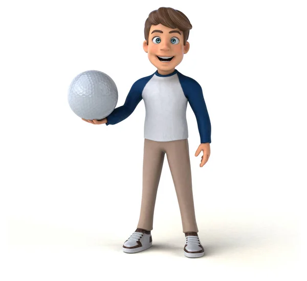 Desenhos Animados Personagem Divertido Adolescente Com Bola — Fotografia de Stock