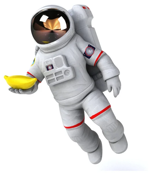 Веселий Космонавт Бананом Ілюстрація — стокове фото