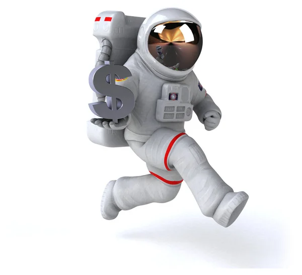 Leuke Astronaut Met Dollar Illustratie — Stockfoto