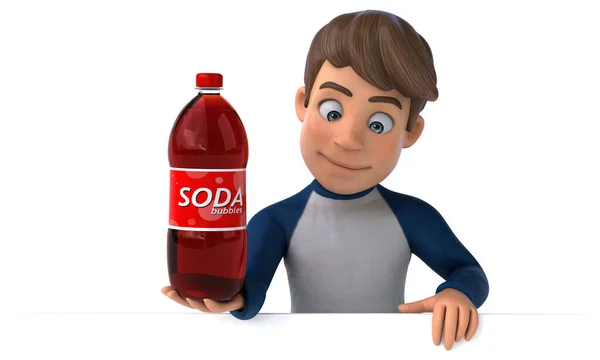 Zeichentrickfigur Spaß Teenager Mit Soda — Stockfoto
