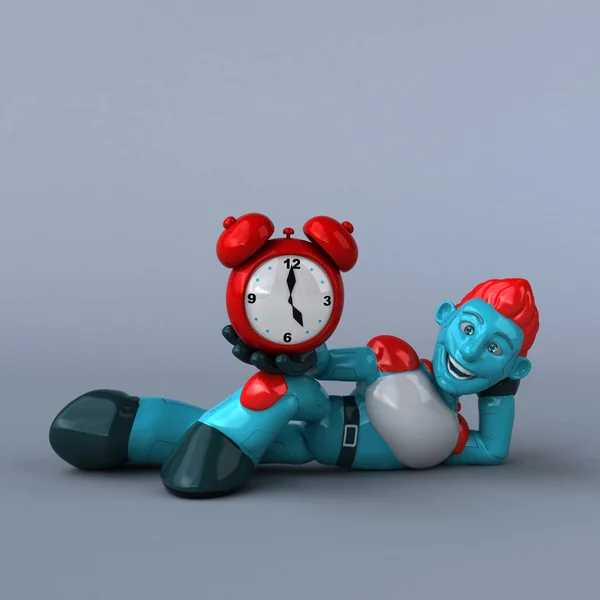 Röd Robot Med Klocka Illustration — Stockfoto