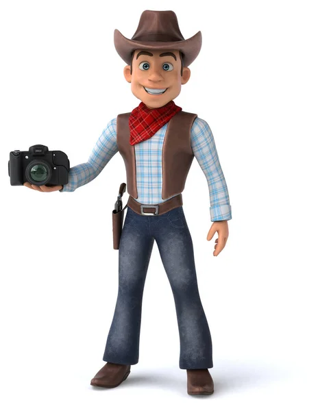 Fun Cowboy Kamerával Illusztráció — Stock Fotó