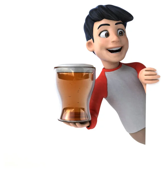 Leuke Aziatische Tiener Met Een Manga Stijl Met Bier — Stockfoto