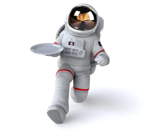 Fun Astronaut Mit Teller Illustration — Stockfoto