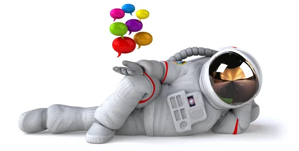 带气泡的有趣宇航员 3D说明 — 图库照片