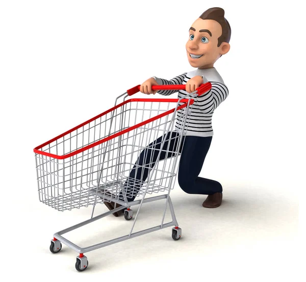 Fun Cartoon Casual Character Shopping — Stock Photo, Image