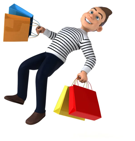 Rolig Tecknad Casual Karaktär Shopping — Stockfoto