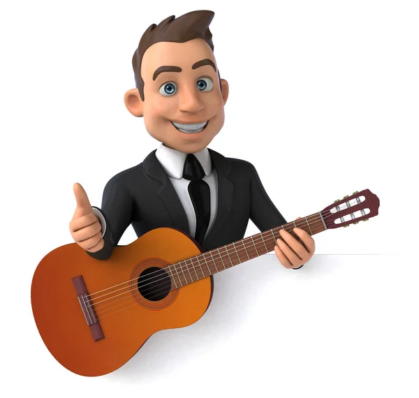 Homme Affaires Amusant Avec Guitare Illustration — Photo