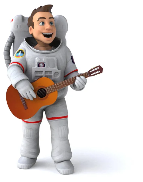 Gitarlı Eğlenceli Astronot Illustration — Stok fotoğraf