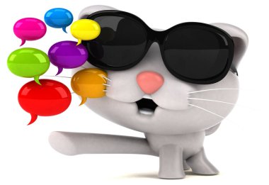 Kabarcıklı eğlenceli kedi - 3D Görüntü