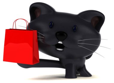 Çantalı eğlenceli kedi - 3D Görüntü