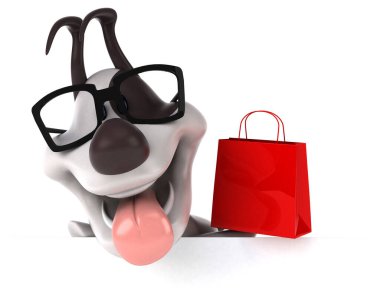 Çantalı eğlenceli köpek - 3D Görüntü