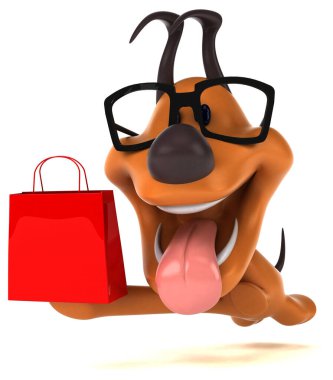 Çantalı eğlenceli köpek - 3D Görüntü