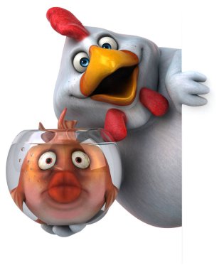 Eğlenceli tavuk - 3D İllüstrasyon