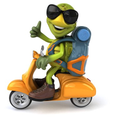 Eğlenceli kaplumbağa seyahati - 3D Görüntü