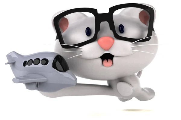 Zábavná Kočka Rovinou Ilustrace — Stock fotografie