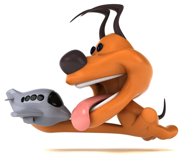 Spaßhund Mit Flugzeug Illustration — Stockfoto