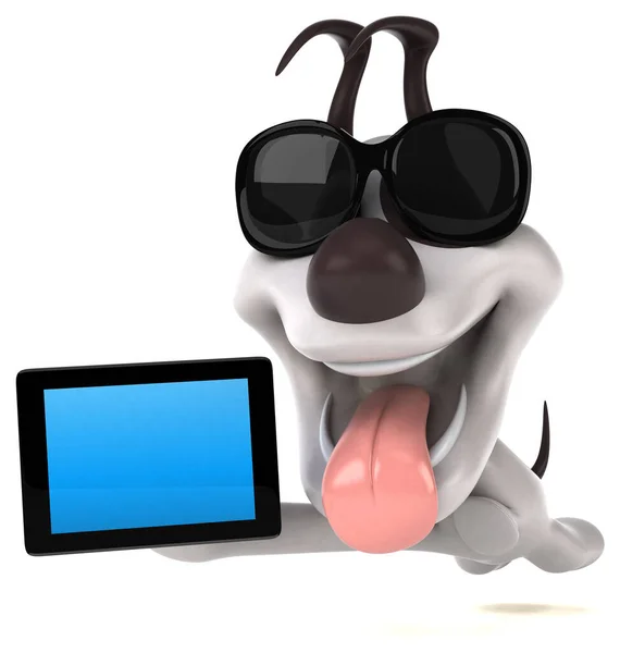 Διασκέδαση Σκυλί Tablet Εικονογράφηση — Φωτογραφία Αρχείου