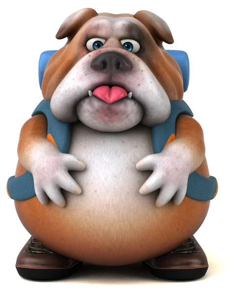 Divertido Personaje Dibujos Animados Bulldog Mochilero — Foto de Stock