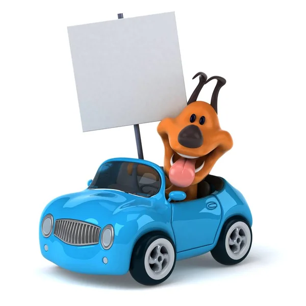 Spaßhund Auf Auto Illustration — Stockfoto