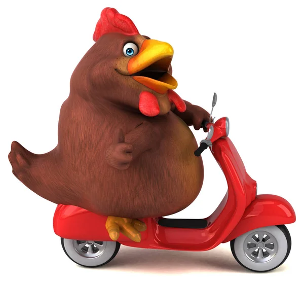 Poulet Amusant Sur Scooter Illustration — Photo