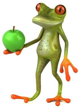 Elmalı eğlenceli kurbağa - 3D Görüntü