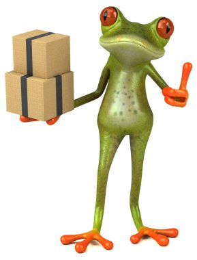 Kutuları olan eğlenceli kurbağa - 3D Görüntü