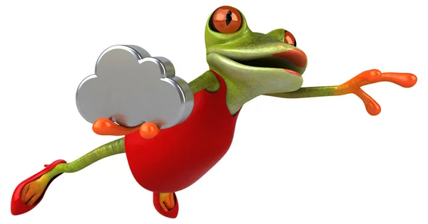 Lustiger Frosch Mit Wolke Illustration — Stockfoto