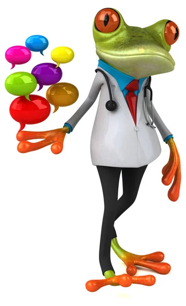 青蛙医生与气泡 3D说明 — 图库照片